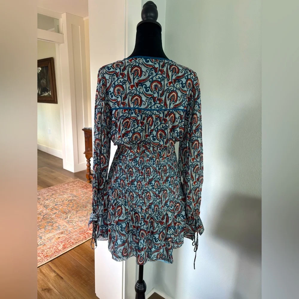 Karina Grimaldi boho set blouse and skirt s/xs Eliza Paisley print EUC